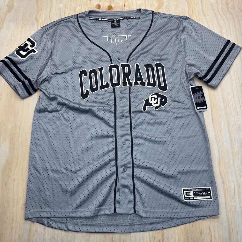 NEW Colorado Buffaloes Colosseum Free Spirited Mesh Baseball Jersey Gray 2XL